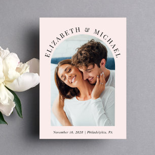 Invitation Arch Photo moderne QR Code Mariage rose