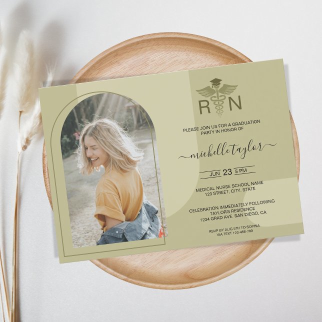 Invitation Arch Photo RN Nurse Medicine Caduceus Gradué (Créateur téléchargé)