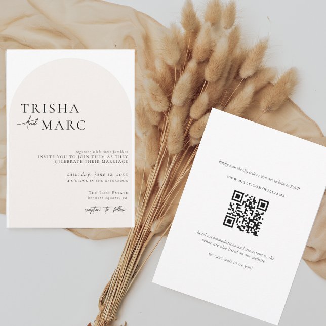 Invitation Arch QR Code moderne Tout en un Mariage (Créateur téléchargé)