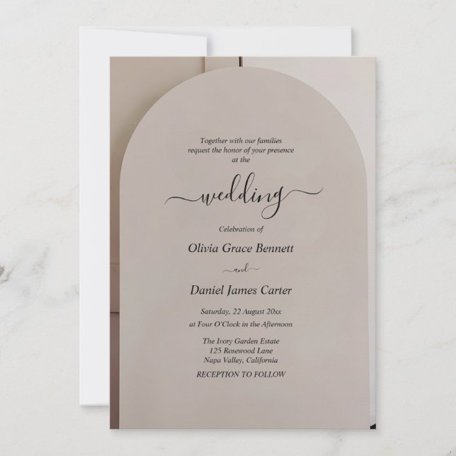 Invitation Arch Shaped Neutral Luxe Wedding (Devant)