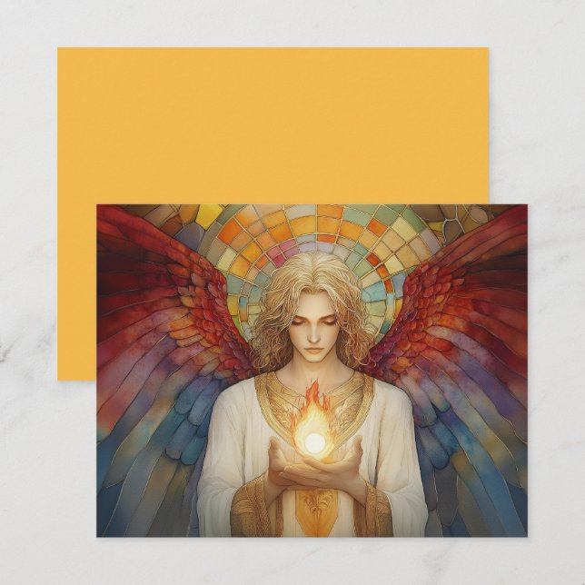 Invitation Archange Uriel La Flamme de Dieu Mosaïque Arc-en-c (Devant / Derrière)