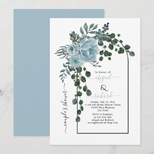 Invitation Arche à fleurs bleu foncé mariage couples douche