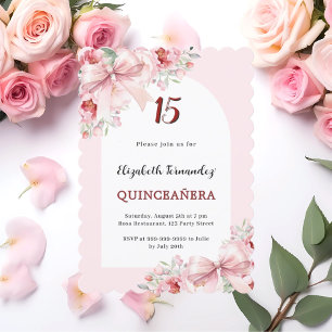 Invitation Arche à fleurs roses Quinceanera