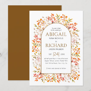 Invitation Arche avec feuilles et baies brun mariage