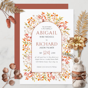 Invitation Arche avec feuilles et baies mariage en terre cuit