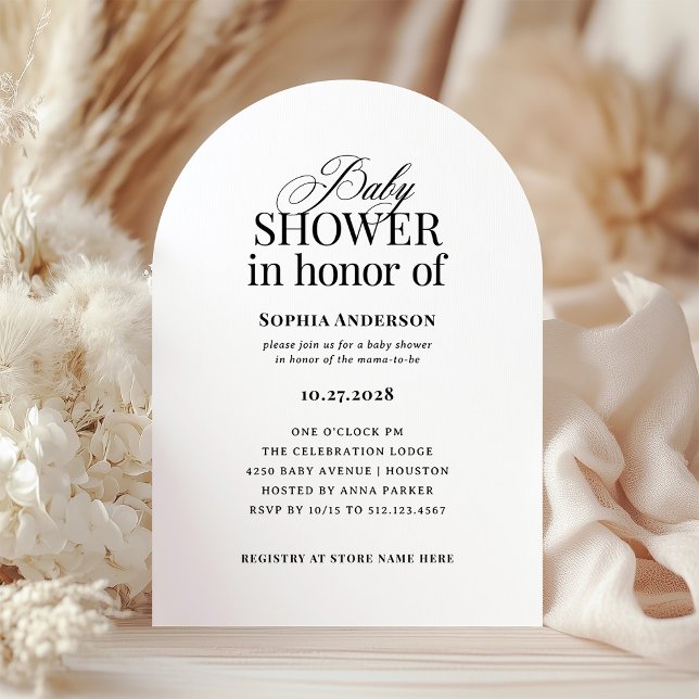 Invitation Arche | Baby shower noir et blanc de luxe classiqu (Créateur téléchargé)