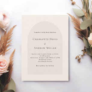 Invitation Arche beige simple mariage de luxe élégant