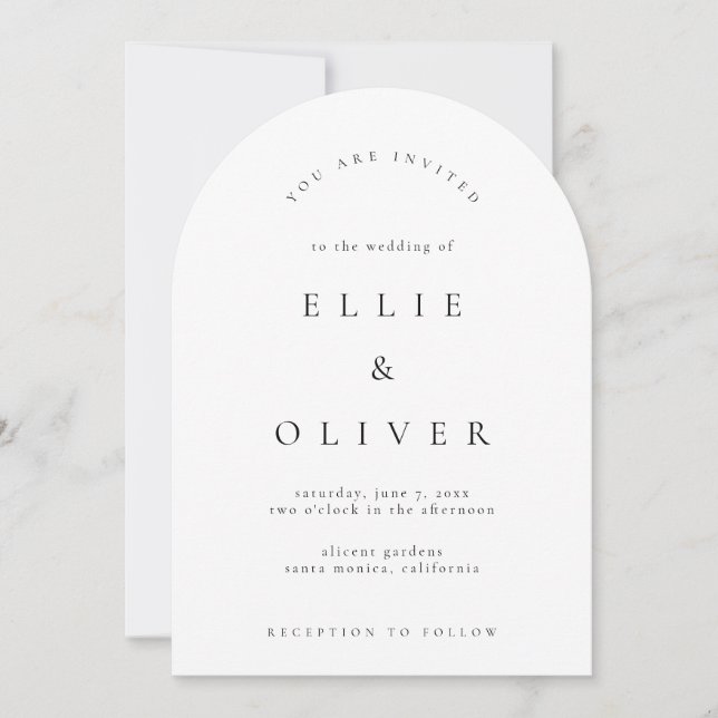 Invitation Arche Boho noir et blanc Mariage moderne (Devant)