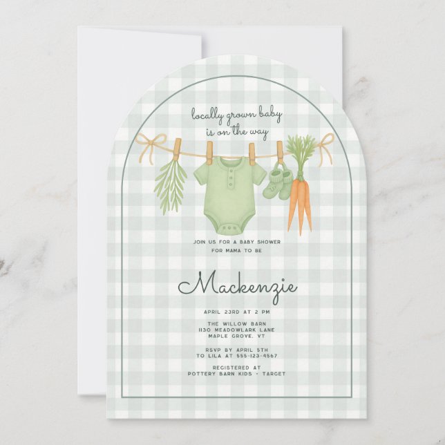 Invitation Arche de Baby shower de la ligne de linge cultivée (Devant)