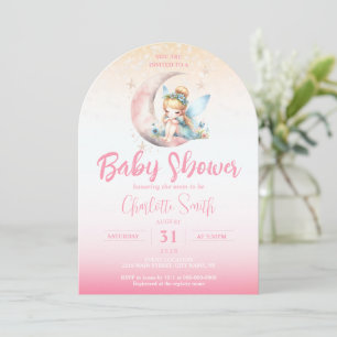 Invitation Arche de Baby Shower Fille Fée Rose