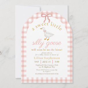 Invitation Arche de baby shower Silly Goose Rose Gingham