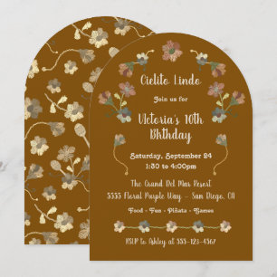 Invitation Arche de broderie de la fête d'anniversaire mexica