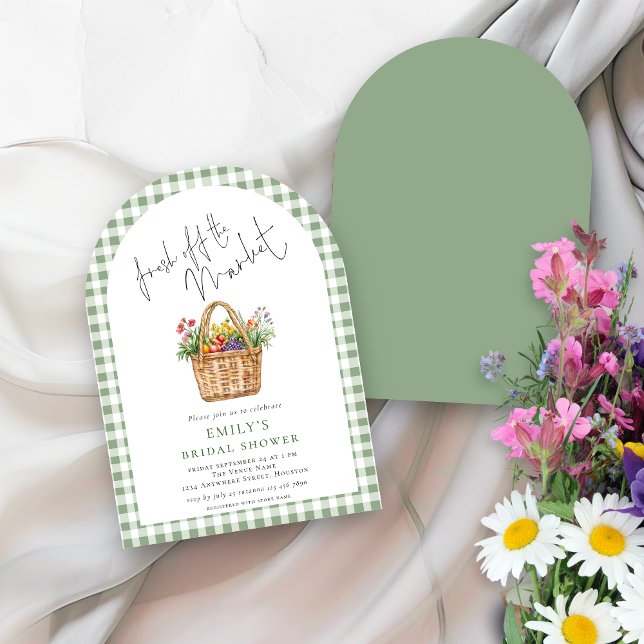 Invitation Arche de Fête des mariées à script de En vichy fra (Front and back view)