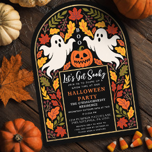 Invitation Arche de fête Halloween Fantôme de feuille d'autom