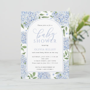 Invitation Arche de fleurs d'hortensia bleu Baby Shower