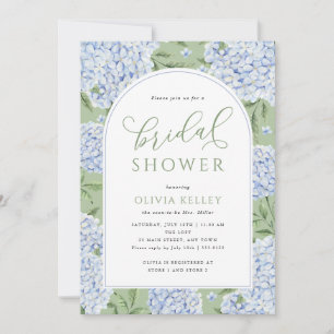 Invitation Arche de fleurs d'hortensia bleu pour Baby Shower