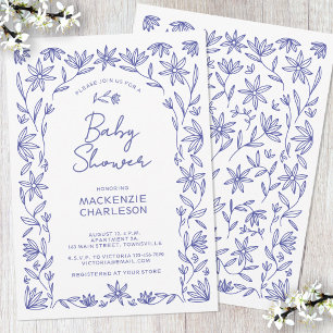 Invitation Arche de fleurs sauvages bleues méditerranéennes p