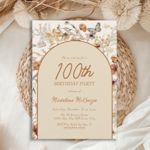 Invitation Arche de fleurs sauvages bohème pour 100e annivers