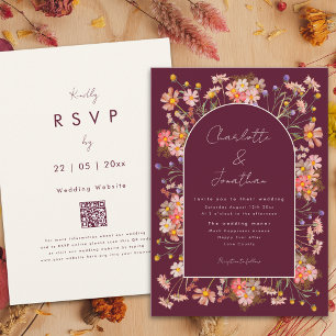Invitation Arche de fleurs sauvages Bourgogne Terracotta Mari