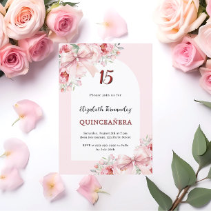 Invitation Arche de florales roses Quinceanera