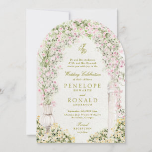 Invitation arche de jardin floral monogramme mariage