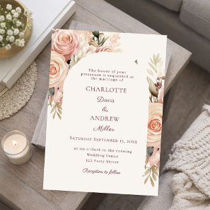 Invitation Arche de mariage aux florales rose poussiéreuse iv