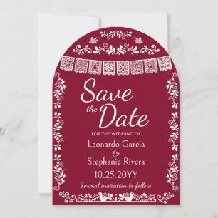 Invitation Arche de mariage 'Burgundy Papel Picado' pour cart