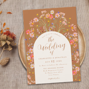 Invitation Arche de mariage en terre cuite aux fleurs sauvage
