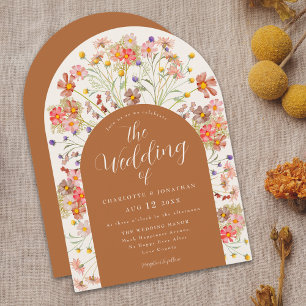 Invitation Arche de mariage en terre cuite aux fleurs sauvage