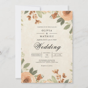 Invitation Arche de mariage Fleur de l'automne chaud