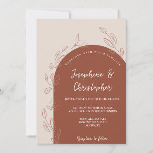 Invitation Arche de mariage florale moderne en terre cuite or