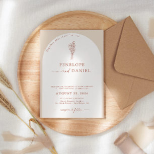 Invitation Arche de mariage moderne bohème en beige terracott