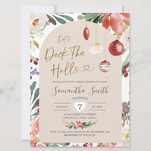 Invitation Arche de Noël Floral Deck La Fête des mariées des  (Devant)
