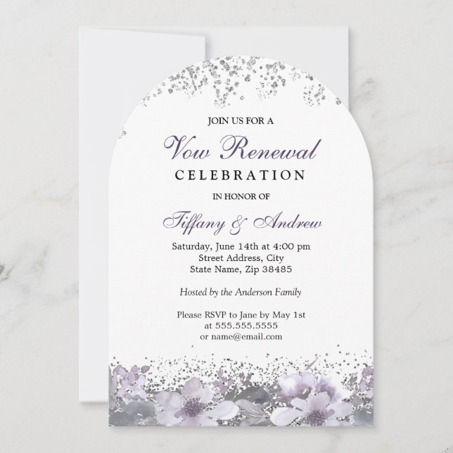 Invitation Arche de renouvellement du Vow Floral violet de Pa (Devant)