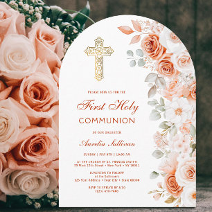 Invitation Arche de roses en terre cuite et blanches pour la