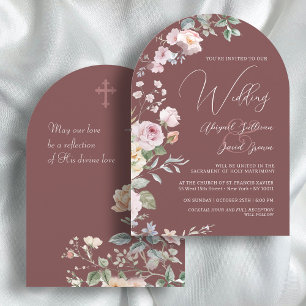 Invitation Arche de roses sur mariage catholique bourguignon