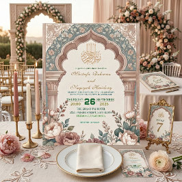 Invitation Arche de style mauresque crème aux pivoines pour m