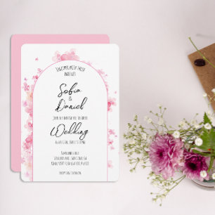 Invitation Arche élégante de fleurs aquarelles roses