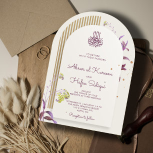 Invitation Arche Élégante Florale Monogramme de Mariage Islam