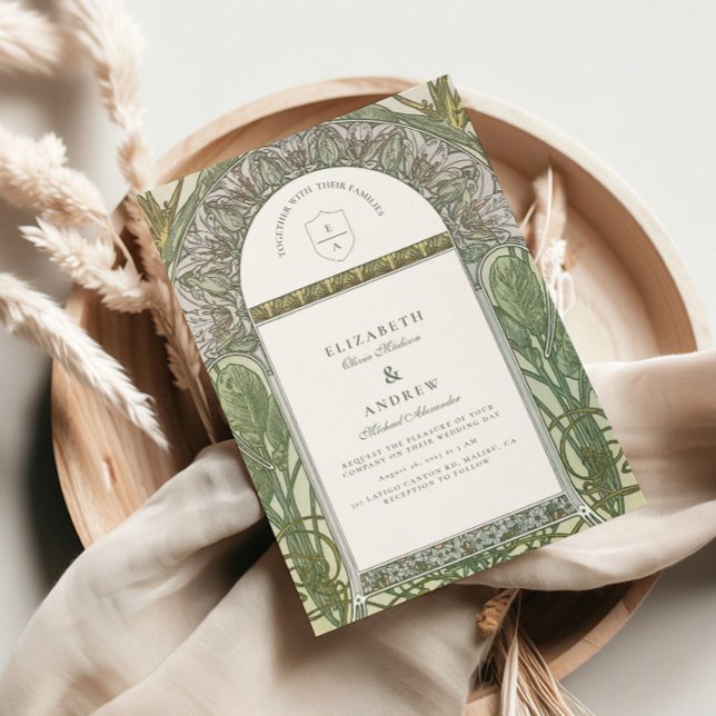 Invitation Arche en feuilles d'olive Art Nouveau mariage (Créateur téléchargé)