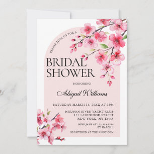 INVITATION ARCHE EN PÊCHE DE FLEURS DE CERISIER A L'AQUARELLE