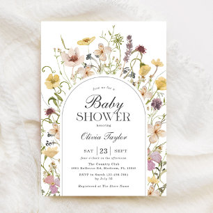 Invitation Arche fleur sauvage Baby shower Floral