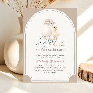 Invitation Arche Florale Charmante Oie Canard Baby Shower