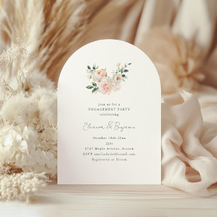 Invitation Arche florale de pivoine rose Engagement minimalis