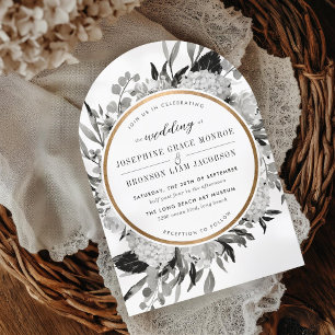 Invitation Arche florale moderne noir et blanc