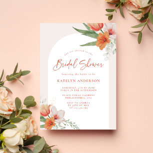 Invitation Arche florale rose pêche corail de printemps pour 
