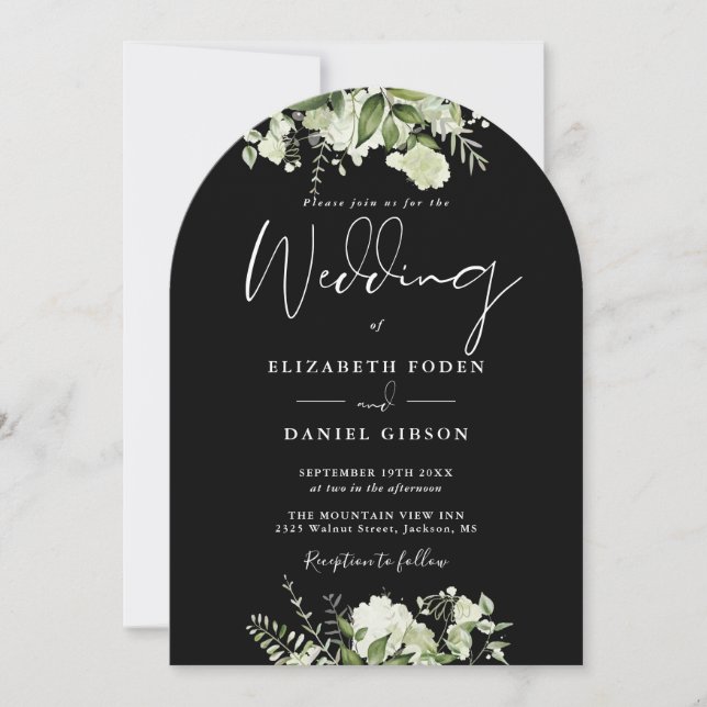 Invitation Arche Mariage de Monogramme noir et blanc (Devant)