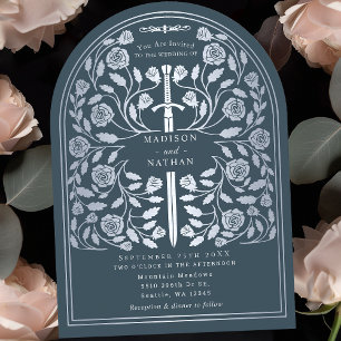 Invitation Arche Mariage d'épée gris Royal Médiévale
