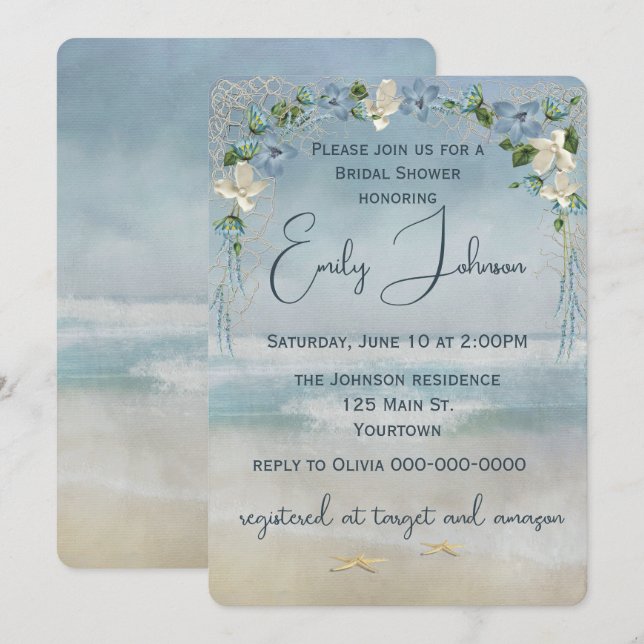 Invitation Arche Mariage Fête des mariées avec Starfish (Devant / Derrière)