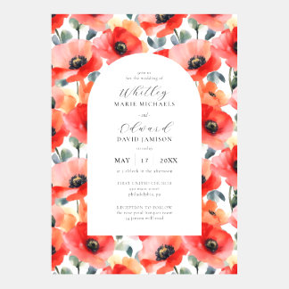 Invitation Arche Mariage florale de Poppy à l'aquarelle vive